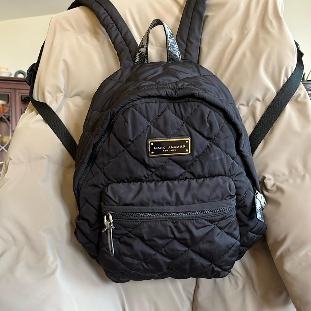 Marc Jacobs black quilted nylon school backpack
